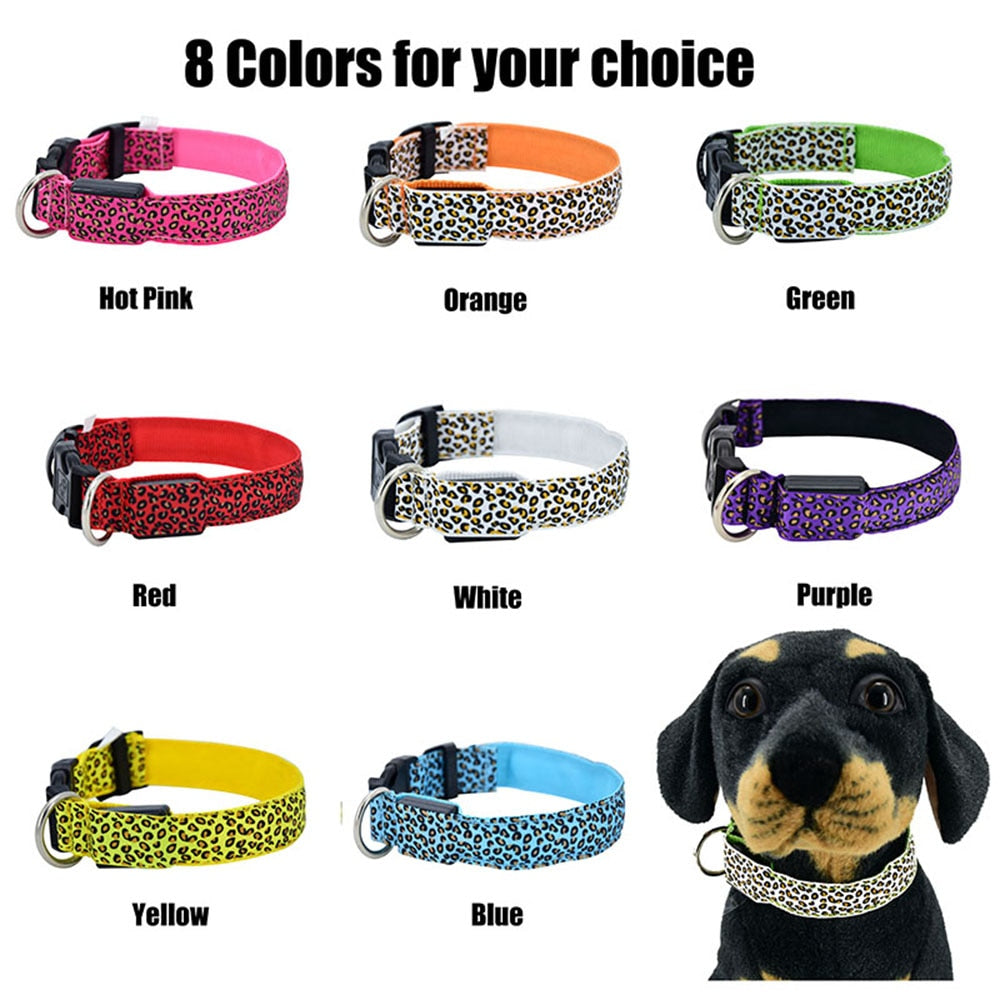 Collier lumineux LED imprimé léopard